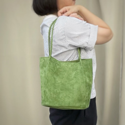 ころんと丸底（まるそこ）スエードバッグ　バイオレット　カラーオーダー可 7枚目の画像