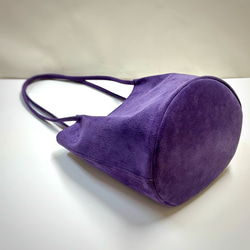 ころんと丸底（まるそこ）スエードバッグ　バイオレット　カラーオーダー可 4枚目の画像