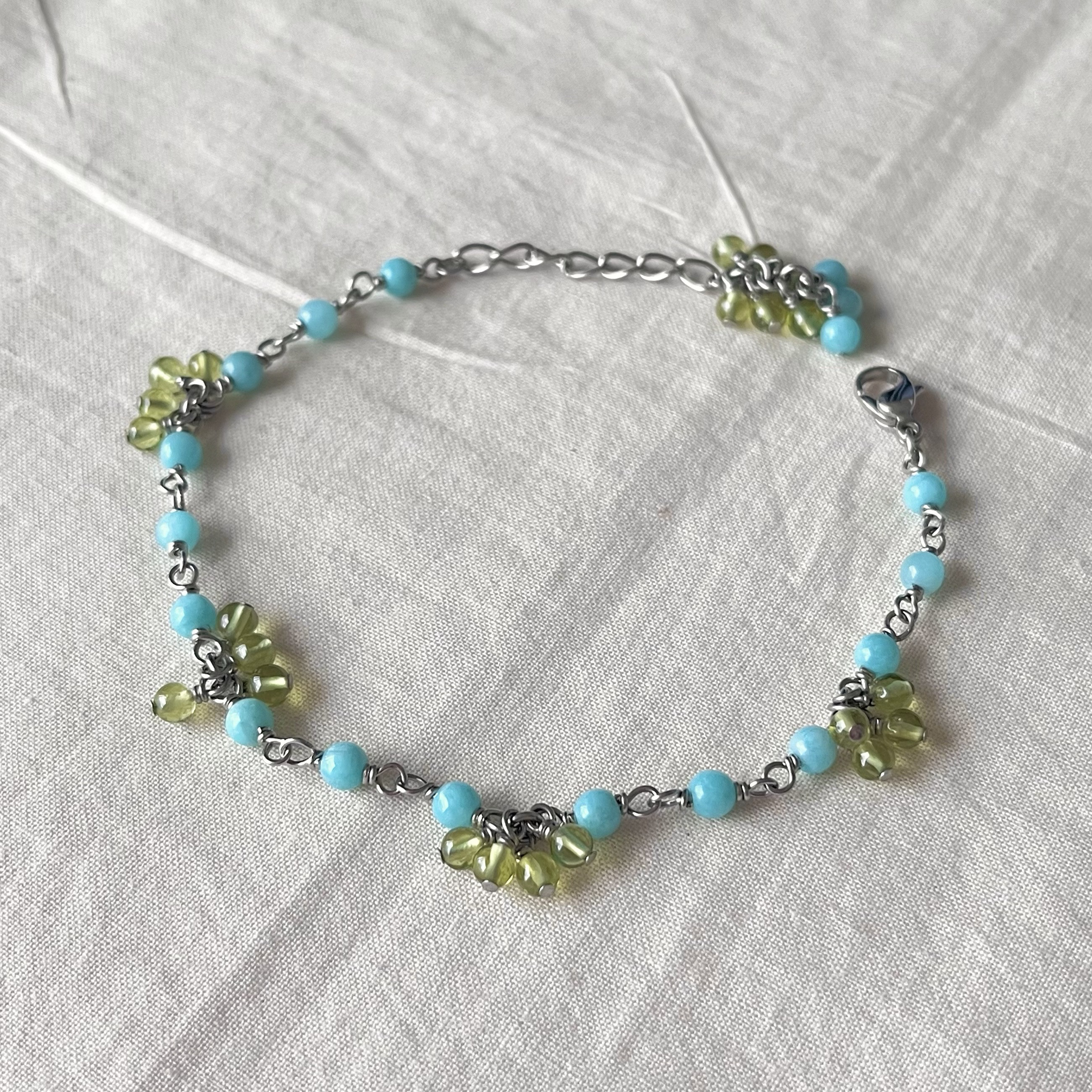 アマゾナイトとペリドットのブレスレット　（BRー350）