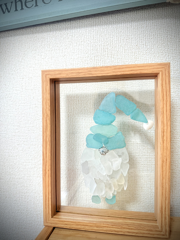 クリスマスフォトフレーム シーグラス/貝殻/クリスマス飾り/西海岸風