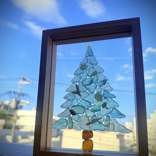 クリスマスフォトフレーム シーグラス/貝殻/クリスマス飾り/西海岸風
