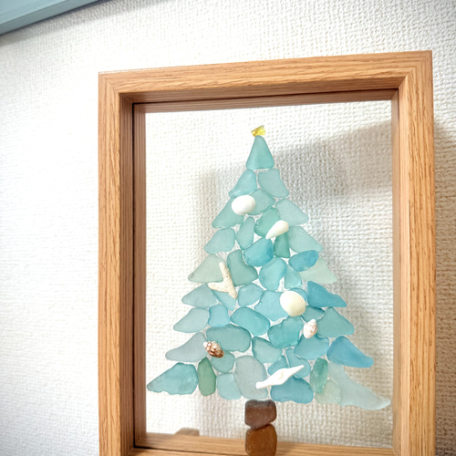 クリスマスフォトフレーム シーグラス/貝殻/クリスマス飾り/西海岸風