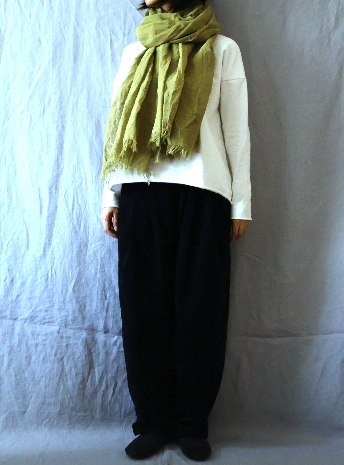 【完成品】楓色/ボイルワッシャーリネン　大判ロングストール