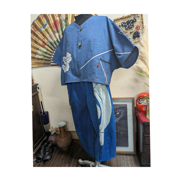 風呂敷（古布）の前開きベスト　　　　古布リメイク 4枚目の画像