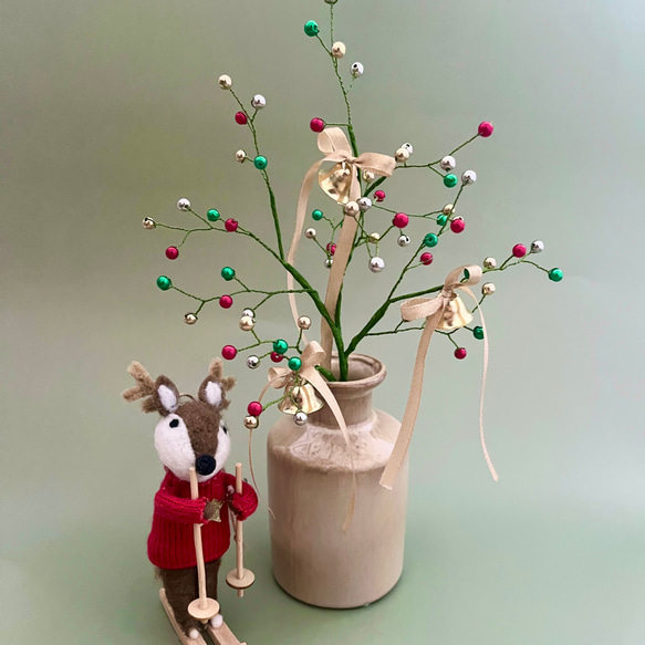 ビーズフラワー　ツリーブーケ　クリスマス 5枚目の画像