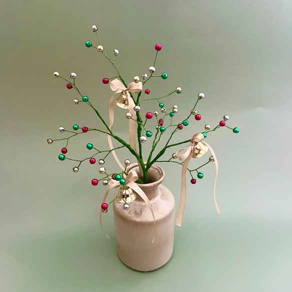 ビーズフラワー　ツリーブーケ　クリスマス 1枚目の画像