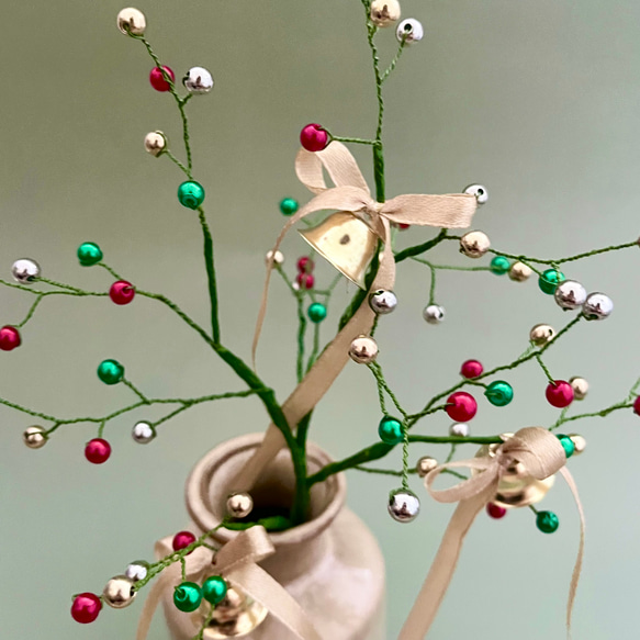 ビーズフラワー　ツリーブーケ　クリスマス 3枚目の画像