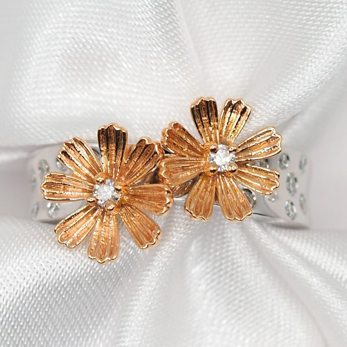 「雛菊」K18 天然ダイヤモンド　指輪 リング　平和　希望