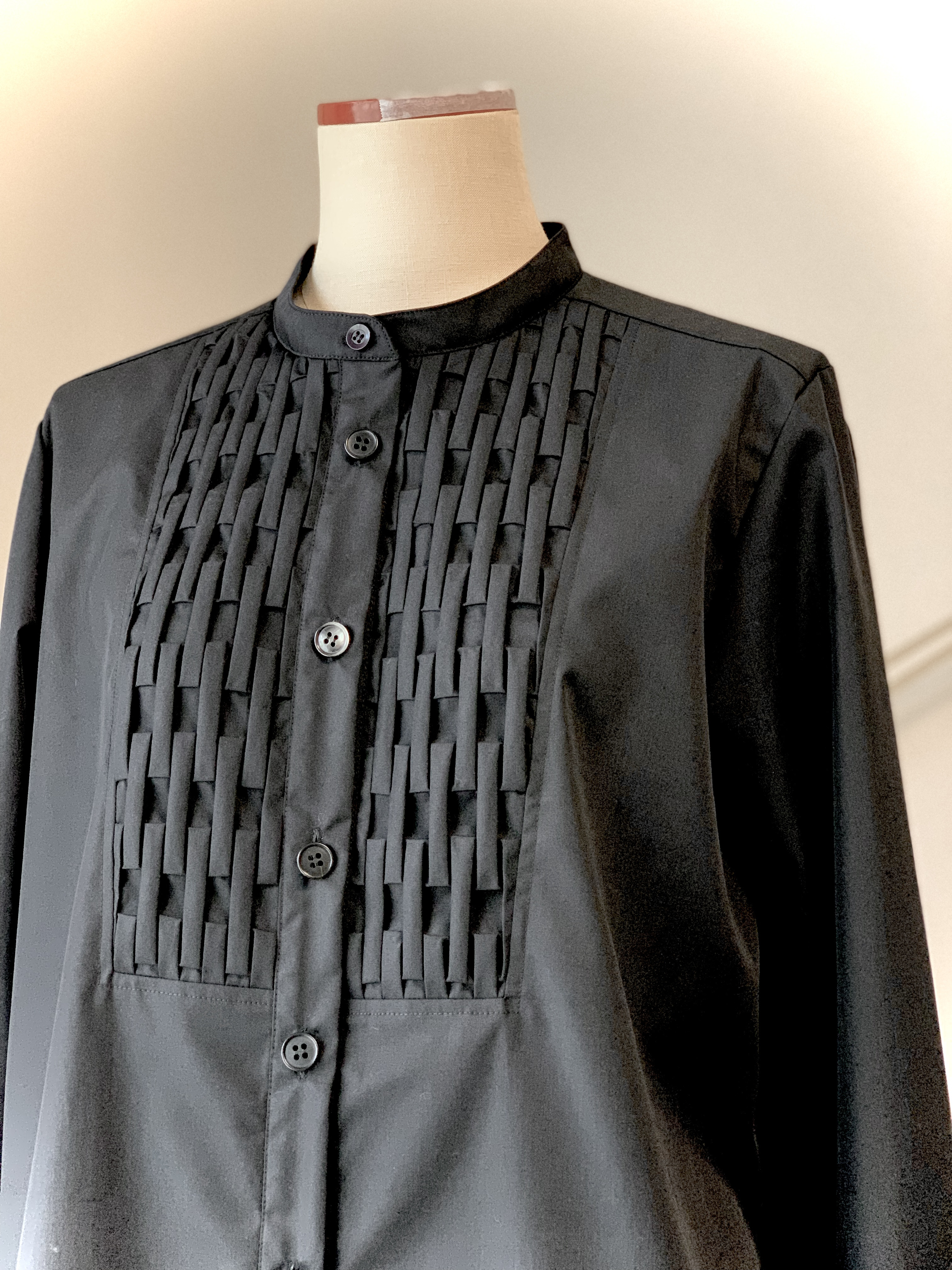 ラティススモッキング⭐︎シャツブラウス⭐︎黒