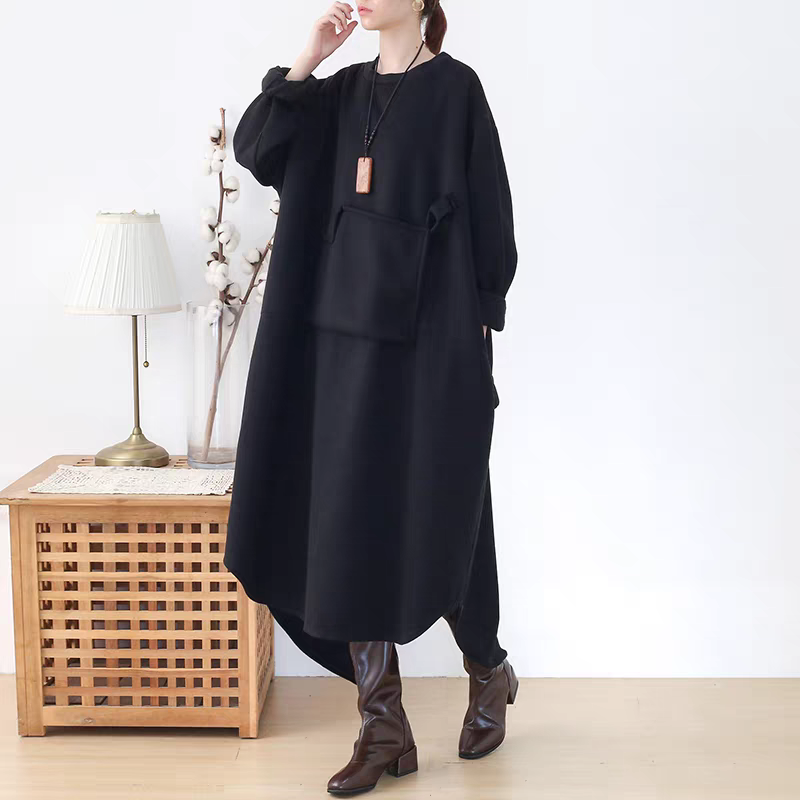 吊り下げ風のポケットでクラフト感漂う☆バックスリットワンピース