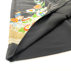 大人可愛いセレブ着物スカートフリーサイズ1点物黒留袖着物リメイクウエストゴムロングスカートフリーサイズ送料込み5722 11枚目の画像