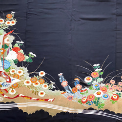 大人可愛いセレブ着物スカートフリーサイズ1点物黒留袖着物リメイクウエストゴムロングスカートフリーサイズ送料込み5722 13枚目の画像