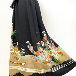 大人可愛いセレブ着物スカートフリーサイズ1点物黒留袖着物リメイクウエストゴムロングスカートフリーサイズ送料込み5722 5枚目の画像