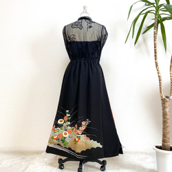 大人可愛いセレブ着物スカートフリーサイズ1点物黒留袖着物リメイクウエストゴムロングスカートフリーサイズ送料込み5722 6枚目の画像