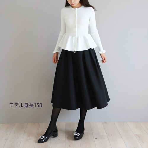 選べる4色・3サイズあります◎】ライトグログランタックフレアスカート