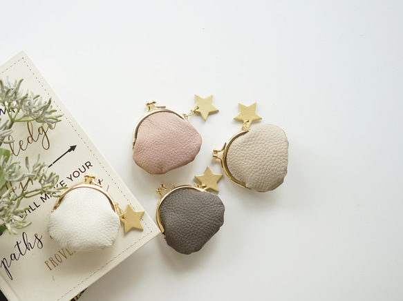 本革 mini がま口 財布 [Gemini-ジェミニ]/ hoshinooto / がま口ポーチ 小銭入れ 星 1枚目の画像