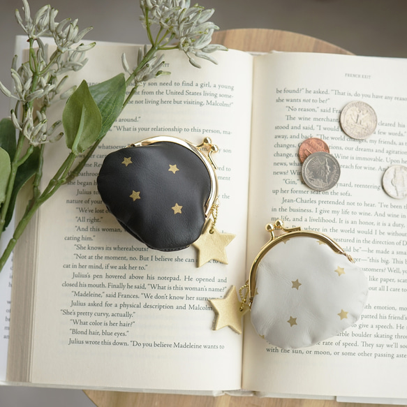 本革 mini がま口 財布 [Gemini-ジェミニ]/ hoshinooto / がま口ポーチ 小銭入れ 星 9枚目の画像