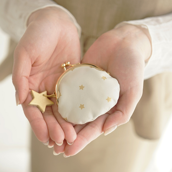 本革 mini がま口 財布 [Gemini-ジェミニ]/ hoshinooto / がま口ポーチ 小銭入れ 星 2枚目の画像