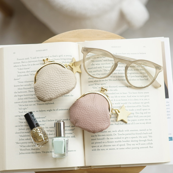 本革 mini がま口 財布 [Gemini-ジェミニ]/ hoshinooto / がま口ポーチ 小銭入れ 星 8枚目の画像