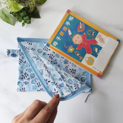 仕切り付きB6　L字ファスナー　クリアポーチ　スモールスザンナ　リバティ　ラミネート　♡大小さまざまなひまわり 8枚目の画像