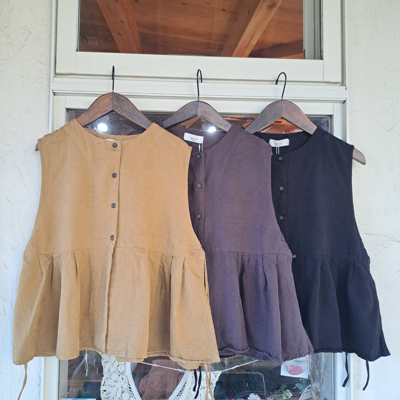 コットンジャガードサイドリボンベスト(25s-157)