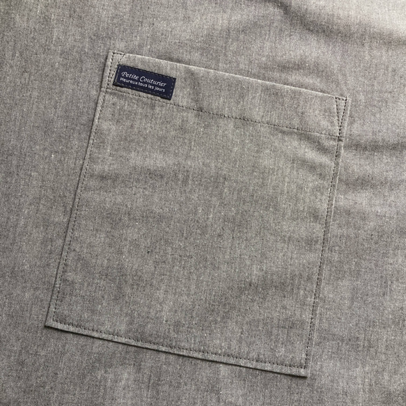 グレーのコットンダンガリー　後ろで結んで！エプロンドレス　ML　着丈118 10枚目の画像