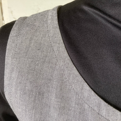 グレーのコットンダンガリー　後ろで結んで！エプロンドレス　ML　着丈118 7枚目の画像