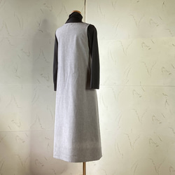 グレーのコットンダンガリー　後ろで結んで！エプロンドレス　ML　着丈118 13枚目の画像