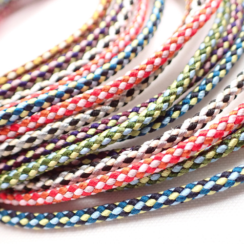 京のいろどり》 紅椿｜正絹組紐 丸組 江戸打 約2mm｜30cm単位 切り売り