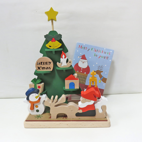 木製クリスマスツリー型飾り 動物・サンタモチーフ 木製クリスマスツリー型飾り 動物・サンタモチーフ 木製クリスマス