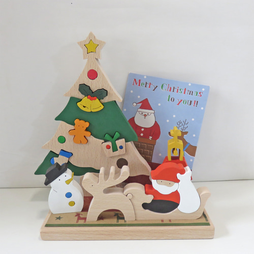 クリスマスツリー飾り(組み木タイプ)☆木製ハンドメイド☆サンタ