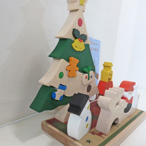 クリスマスツリー飾り(組み木タイプ)☆木製ハンドメイド☆サンタ