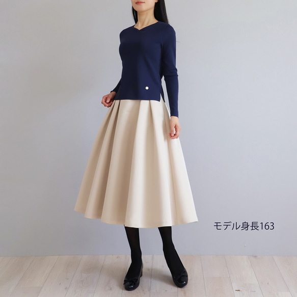 【色違いで欲しい◎】ライトグログランタックフレアスカート【ブラック】 5枚目の画像