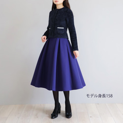 【色違いで欲しい◎】ライトグログランタックフレアスカート【ブラック】 8枚目の画像