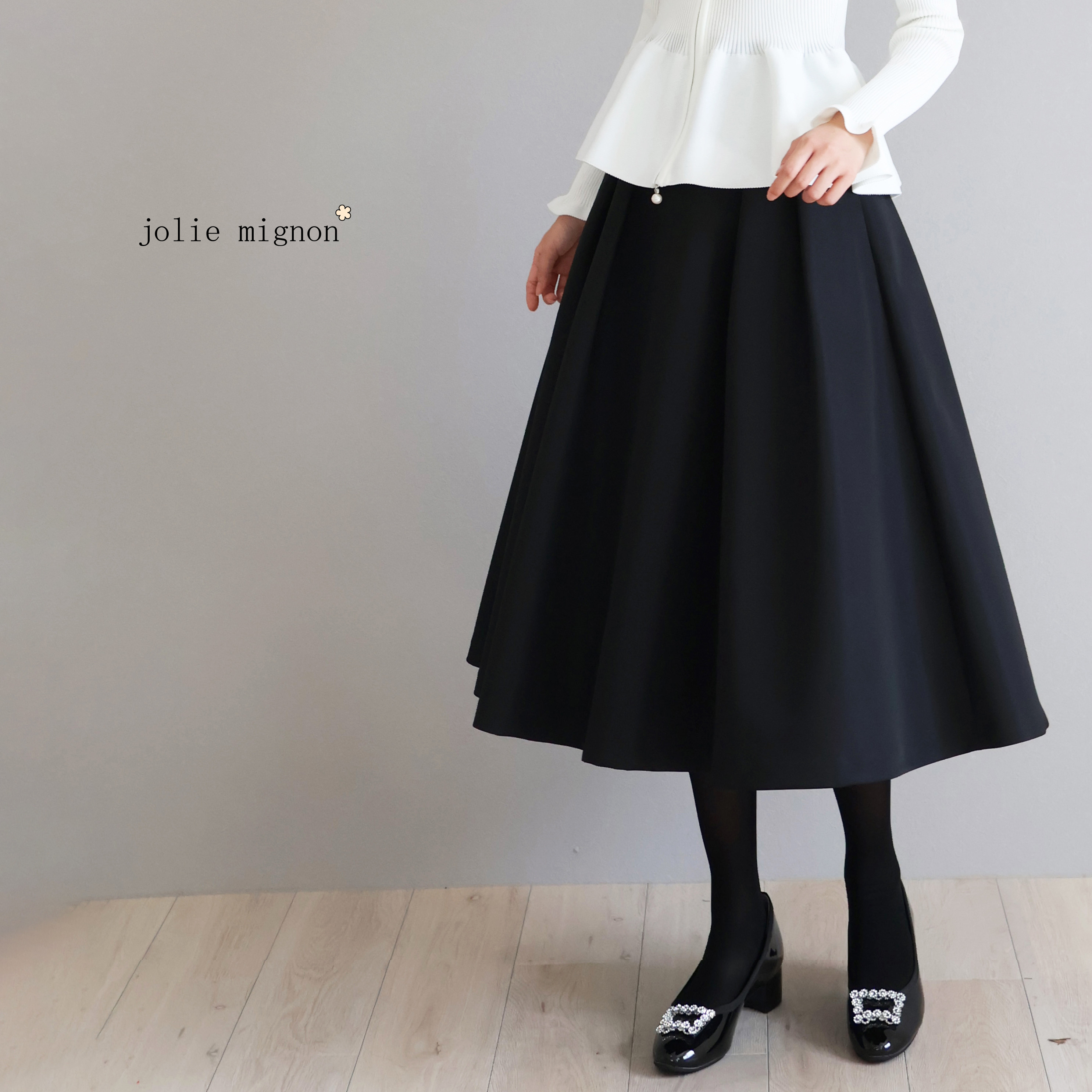 【色違いで欲しい◎】ライトグログランタックフレアスカート【ブラック】 21,842円