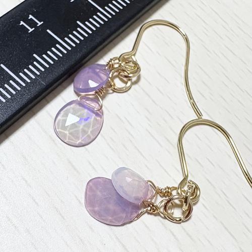 エチオピア産パープル　オパール ローズカットピアスサージカルステンレスフック エチオピア産パープル オパール ローズカットピアスサージカル