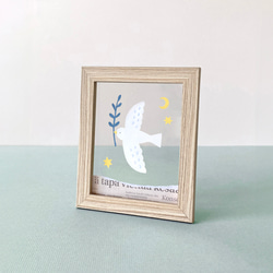 白いとり・フローティングフレーム（ナチュラルフレーム） 3枚目の画像