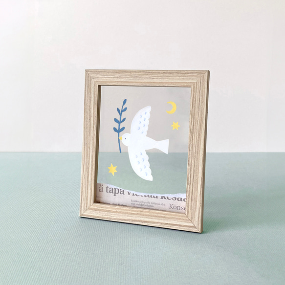 白いとり・フローティングフレーム（ナチュラルフレーム） 3枚目の画像