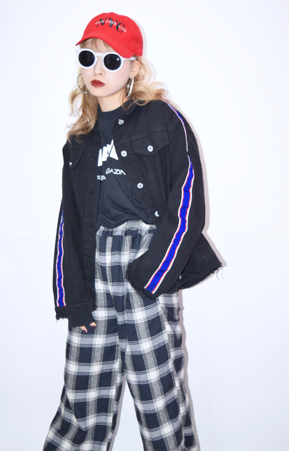 LINE SLEEVE BLACK DENIM JACKET　カジュアル