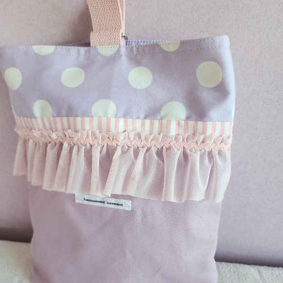 荷葉邊鞋盒（可調式尺寸）紫色 x 粉紅色荷葉邊 第2張的照片