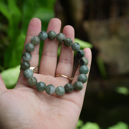 濃い緑 ミャンマー産☆本翡翠☆ブレスレット2128 ブレスレット Funky