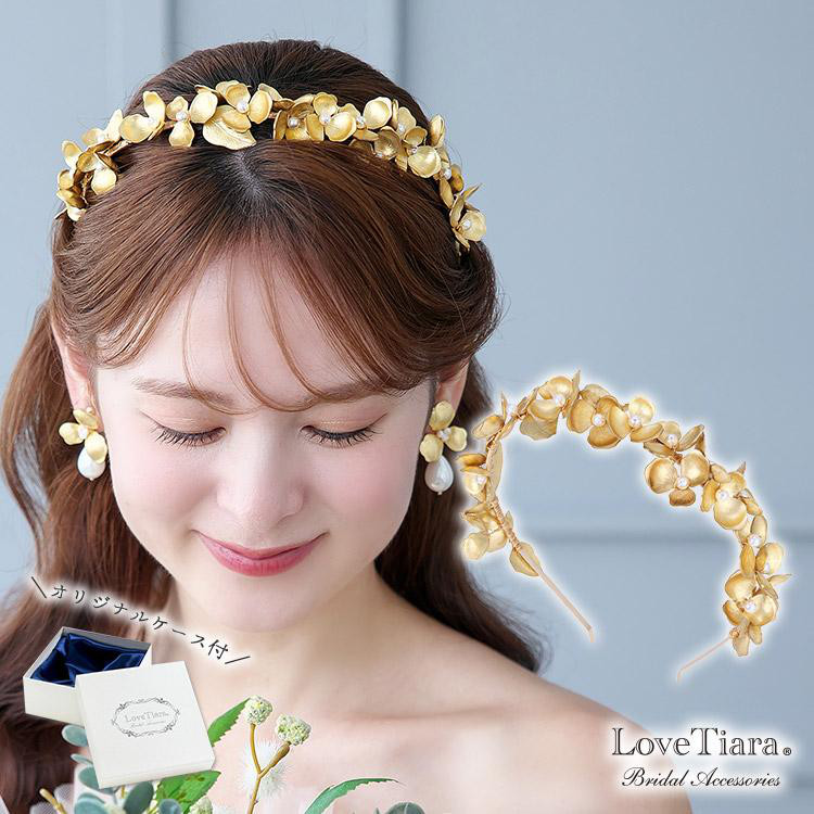 カチューシャ【ニーナ】KA-47|小枝 花 フラワー リーフ ウエディング 結婚式 髪飾り ヘッドドレス ナチュラル