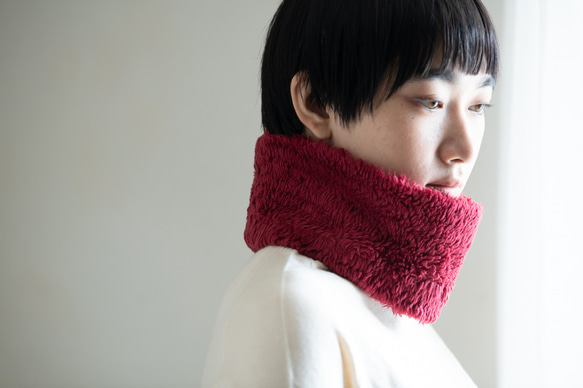 Organic Cotton Fur ふわふわネックウォーマー【ローゼル／Shortサイズ】 1枚目の画像