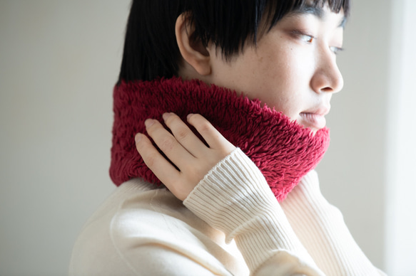Organic Cotton Fur ふわふわネックウォーマー【ローゼル／Shortサイズ】 2枚目の画像