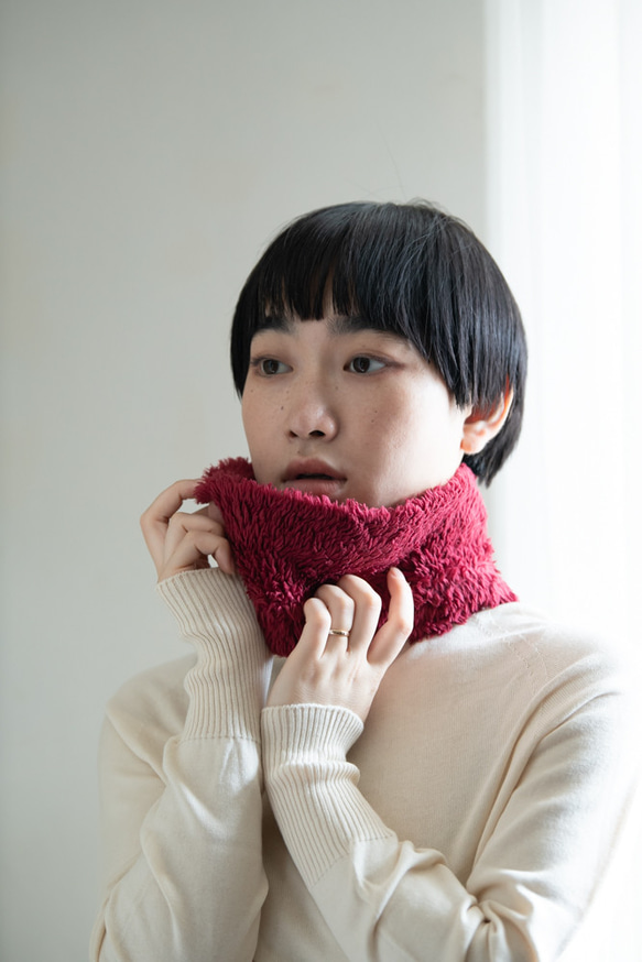 Organic Cotton Fur ふわふわネックウォーマー【ローゼル／Shortサイズ】 3枚目の画像