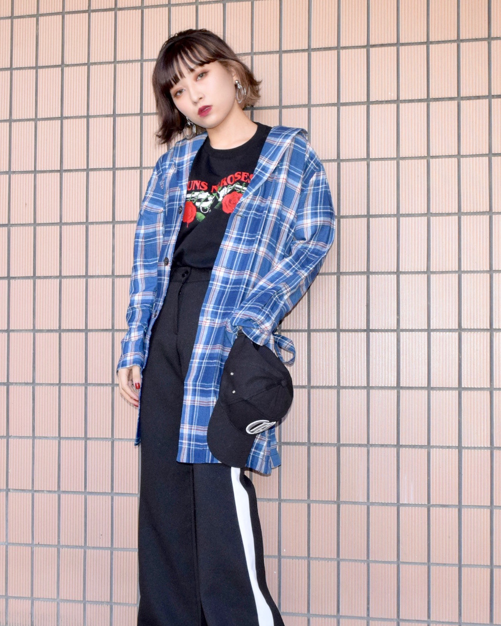 CHECK LONG GOWN-COAT（BLUE）コート　青　きれいめ