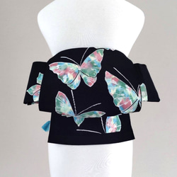 純金箔24K シャンパンゴールドに鶴 振袖用 作り帯付け帯 胴巻き