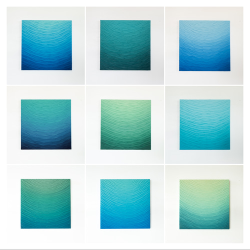 海のグラデーション】キャンバスアート 抽象画 ブルー 原画（M-#88