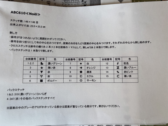 新入荷！クリスマスキット！『DMC製  刺しゅうキット クリスマス　生成り地』～図案・刺しゅう糸・布・針セット～ 9枚目の画像
