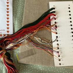 新入荷！クリスマスキット！『DMC製  刺しゅうキット クリスマス　生成り地』～図案・刺しゅう糸・布・針セット～ 6枚目の画像